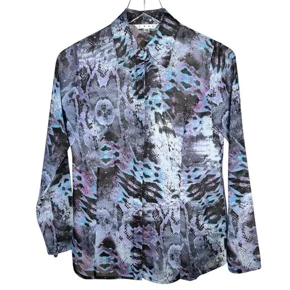 2/$30 CAbi Size XS Blouse Reptile Animal Print Sheer Streetwear - Picture 3 of 6